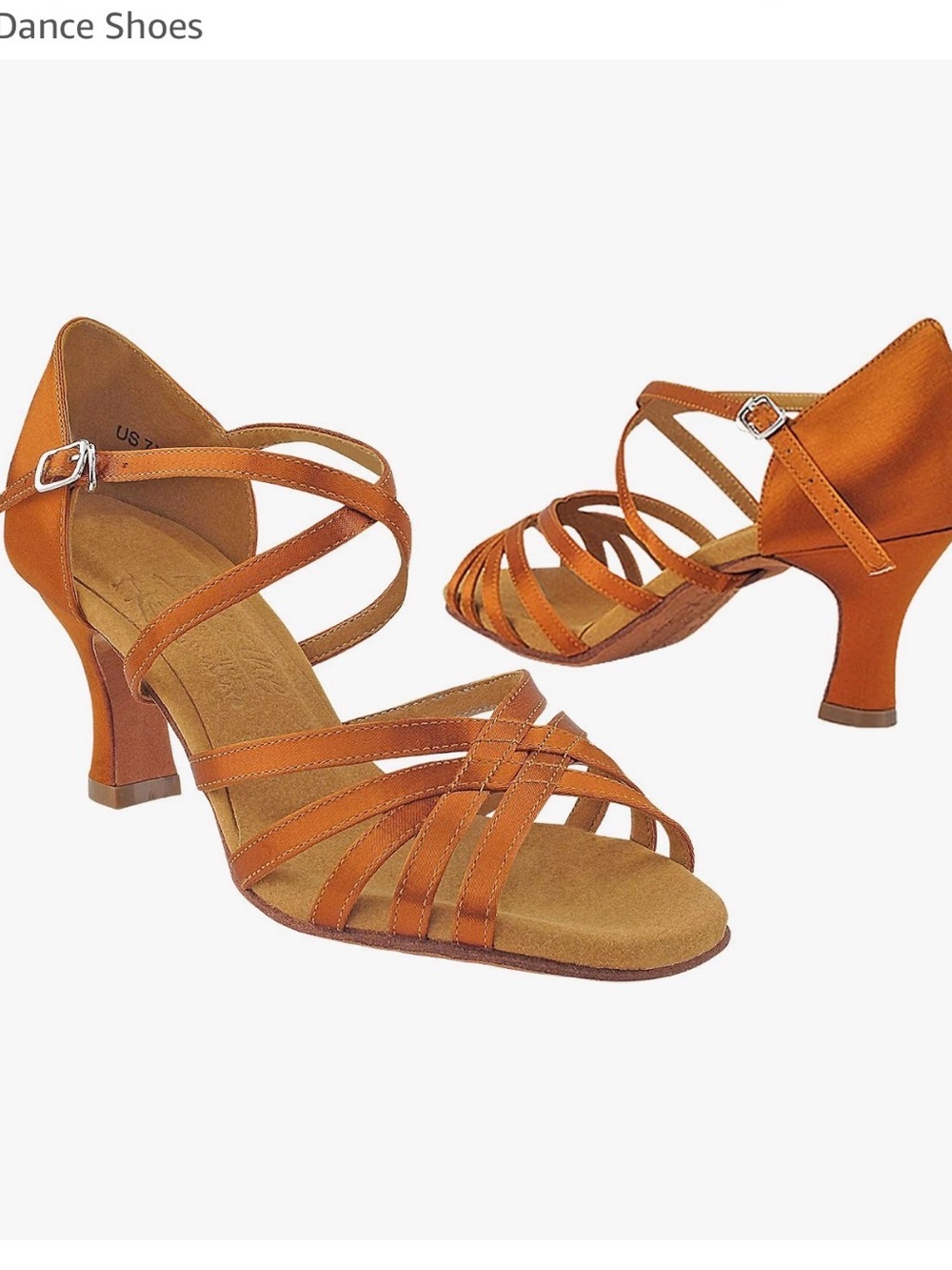 Very Fine Elektra Ballroom Salsa Tango Dance Shoes NWT 8.5 copper/tan/satin